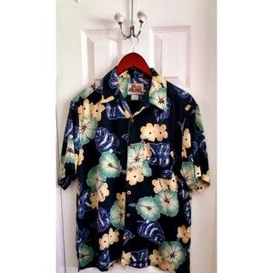 Men's Paradise Coves Hawaiian Shirt  Button Up Floral 100% Silk Size M